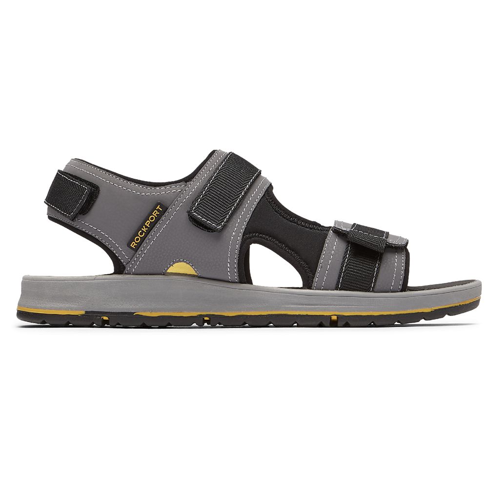 Rockport Lucky Bay Sport 3 Strap - Mens Sandals - Grey - NZ (NDM-586412)